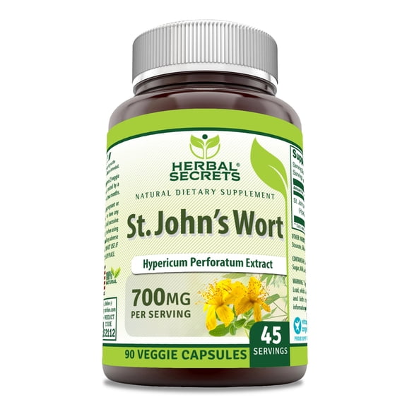 Herbal Secrets St. John's Wort 700 Mg Per Serving 90 Veggie Capsules Supplement | Hypericum perforatum Extract (aerial) | Non-GMO | Gluten Free