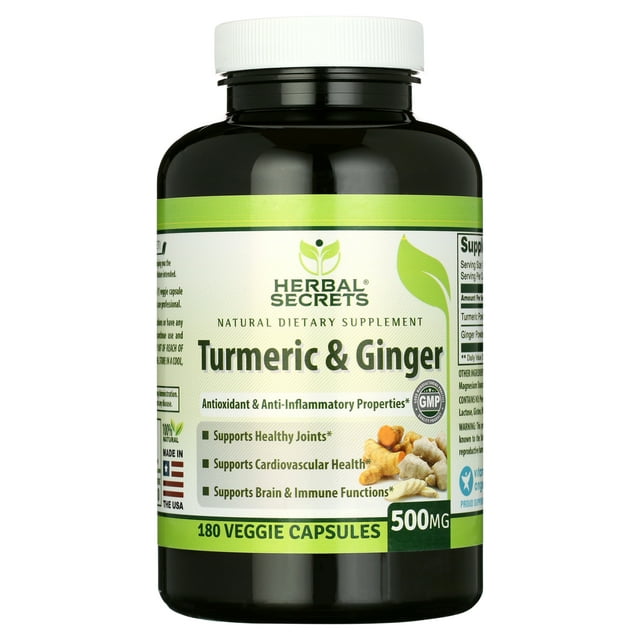 Herbal Secrets Turmeric & Ginger 500 Mg 180 Capsules - Walmart.com