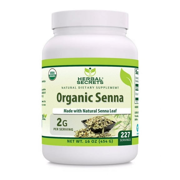 Herbal Secrets USDA Certified Organic Senna Powder 16 Oz (454 G) Supplement | 227 Serving | 2G Per Serving | Non-GMO | Gluten Free |