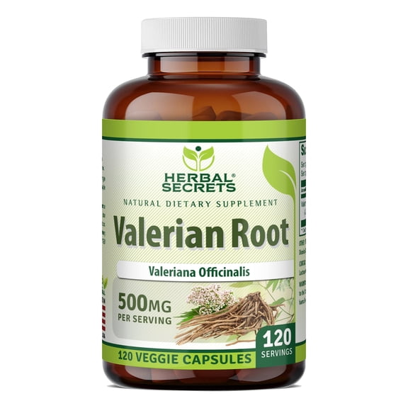 Herbal Secrets Valerian Root 500mg Per Serving 120 Veggie Capsules Supplement | Non-GMO | Gluten Free
