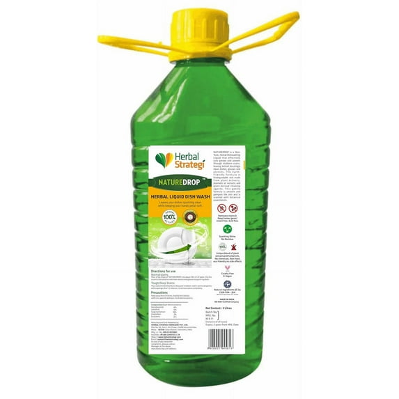 Herbal Strategi |Real Herbal Dishwash Liquid - 2 Litre | Plant Based Lemon Oil Natural Disinfectant | Skin Safe, | 100% Herbal Actives