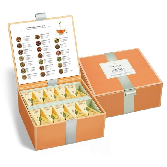 Herbal Tea Assortment Tea Chest 40 Count Naturally Caffeine-Free Blends Individually Wrapped Handcrafted Pyramid Infuser Tea Bags