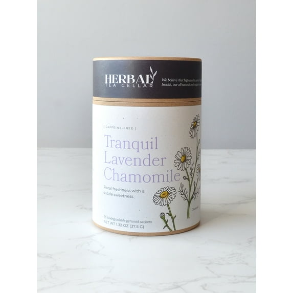 Herbal Tea Cellar Tranquil Lavender Chamomile Tea Bags Naturally Decaffeinated 15 Count