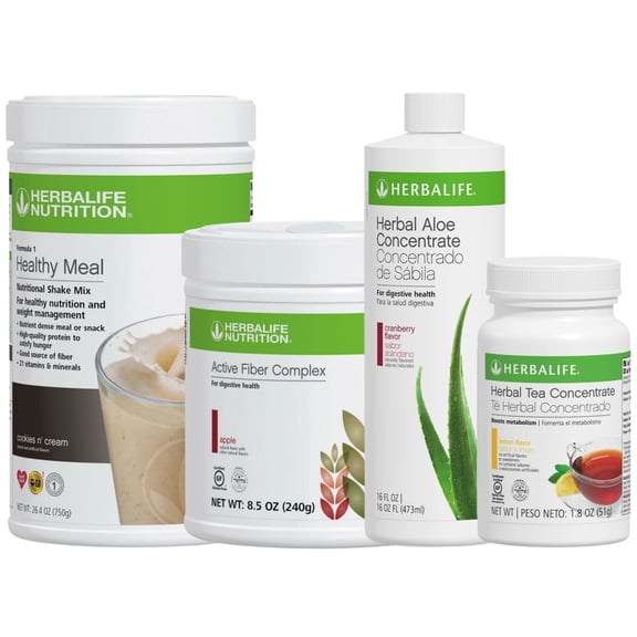 Herbal Tea Herbalife Combo Lemon 1.8oz, F1 Cookies N' Cream, Active Fiber Apple + Herbal Aloe Cranberry Pint