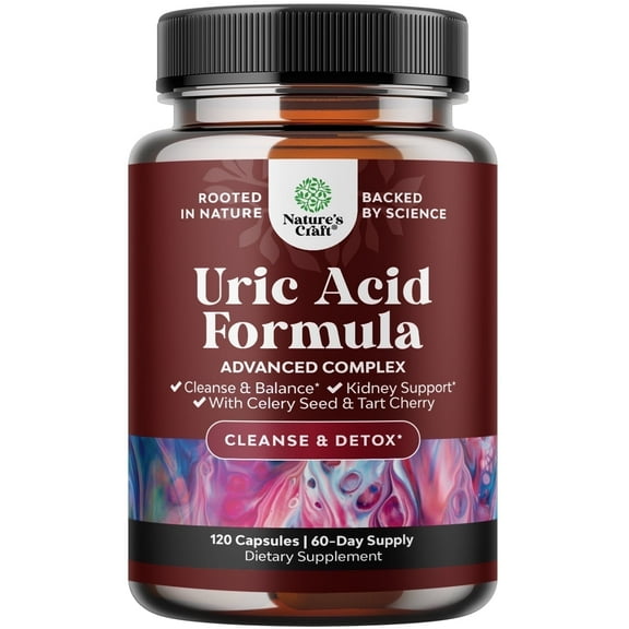 Natures Craft Herbal Uric Acid Cleanse and Detox Capsules - Essential Daily Kidney Cleanse for Adults - Joint Support and Detox with Tart Cherry Extract