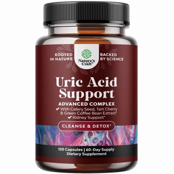 Natures Craft Uric Acid Cleanse and Detox Capsules with Tart Cherry and Celery Seed, 60 Count