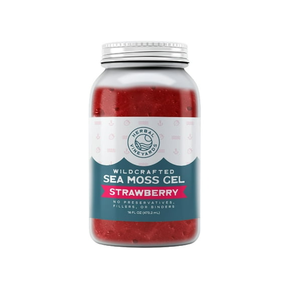 Herbal Vineyards Sea Moss Gel Strawberry Flavored Natural Organic Wildcrafted 16oz