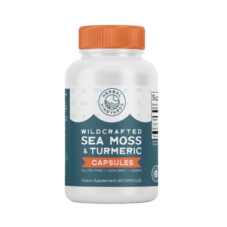 Herbal Vineyards Sea Moss and Turmeric Capsules Organic Wildcrafted Vegan 60 Count