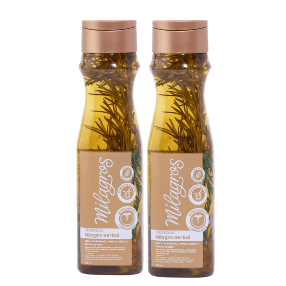 Herbal shampoo With 100% natural rosemary and ginger (2 pack) shampoo milagros herbal Ideal for thin or fine hair, with oily roots, that present a constant fall and slow growth.