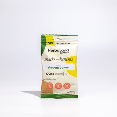 Herbaland - Shroom Power Gummies – High Fiber - Vegan Functional Snacks with Benefits, Lemon Black Tea Flavor