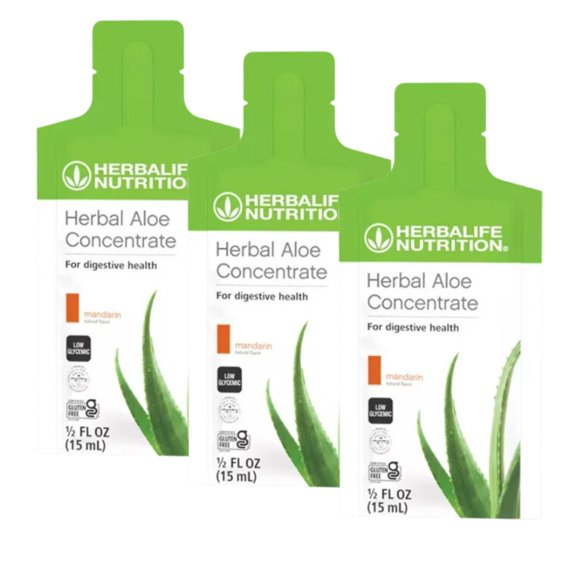 Herbalife. Herbal Aloe Concentrate Packets .5 Fl Oz (15ml) (Mandarin Flavor) 0 calories, 0 g sugar, Gluten-Free 30 Packets