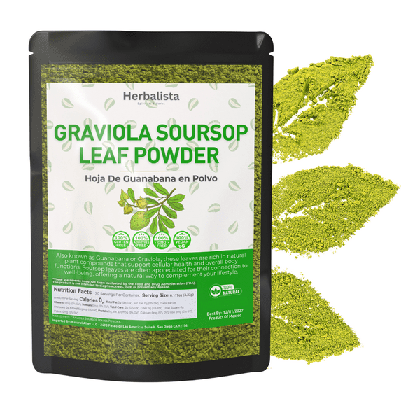 Herbalista - 16oz (453g) Pure Soursop Leaf Powder - 100% Natural Graviola (Hoja de Guanábana) | Gluten-Free, Sugar-Free, Vegan, No Additives.