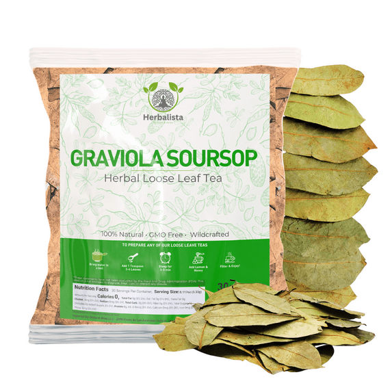 Herbalista - Premium Whole Dried Graviola Soursop Leaf (4 oz | 350+ Leaves) | 100% Natural Hoja de Guanabana | Fresh, Wildcrafted, and Authentic | Makes 30+ Cups of Delicious Tea