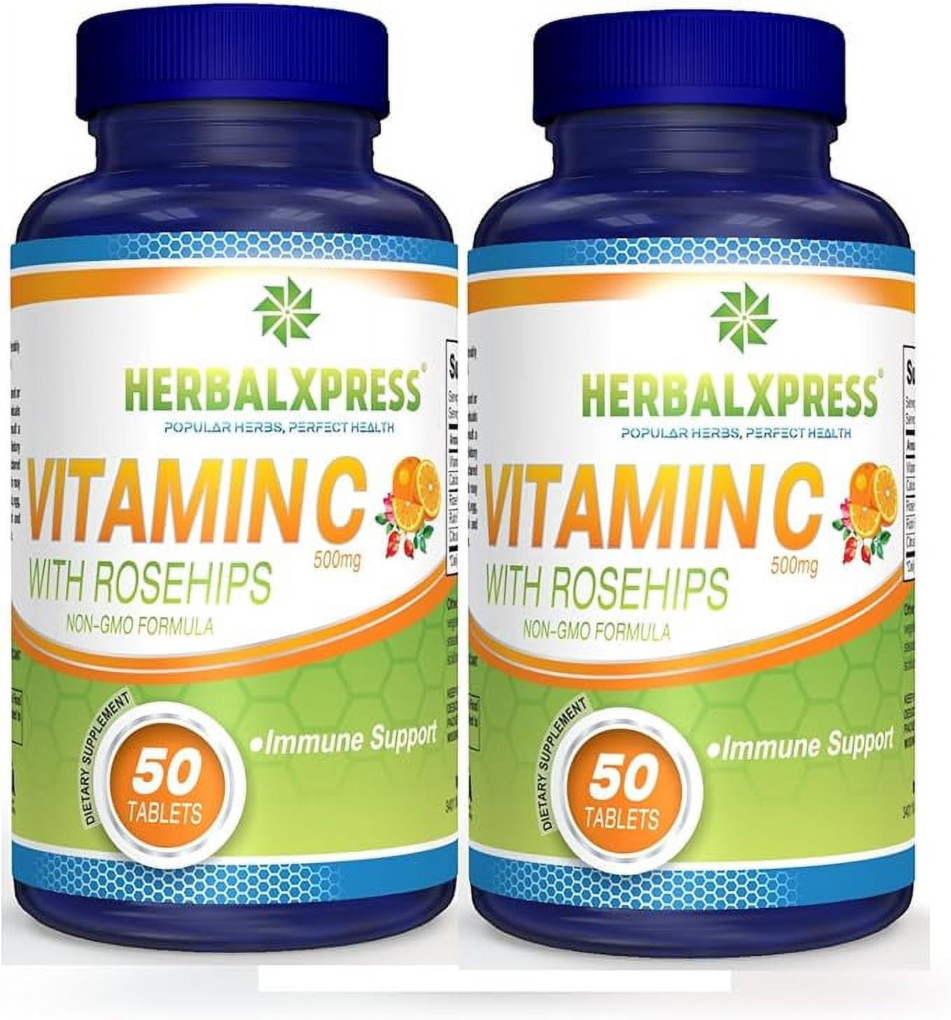 Herbalxpress Vitamin C 500mg with Rose Hips, Ascorbic Acid & Citrus