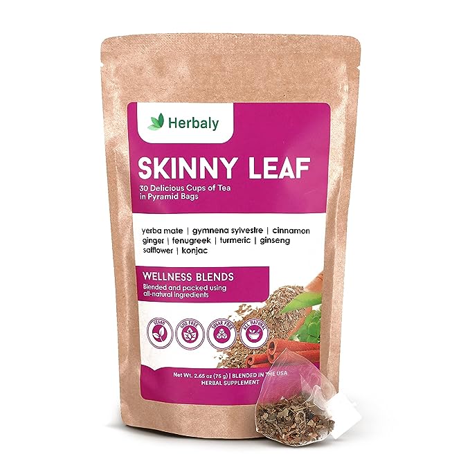 Herbaly Skinny Leaf Tea 9 Superherbs Curb Sugar Cravings, Appetite