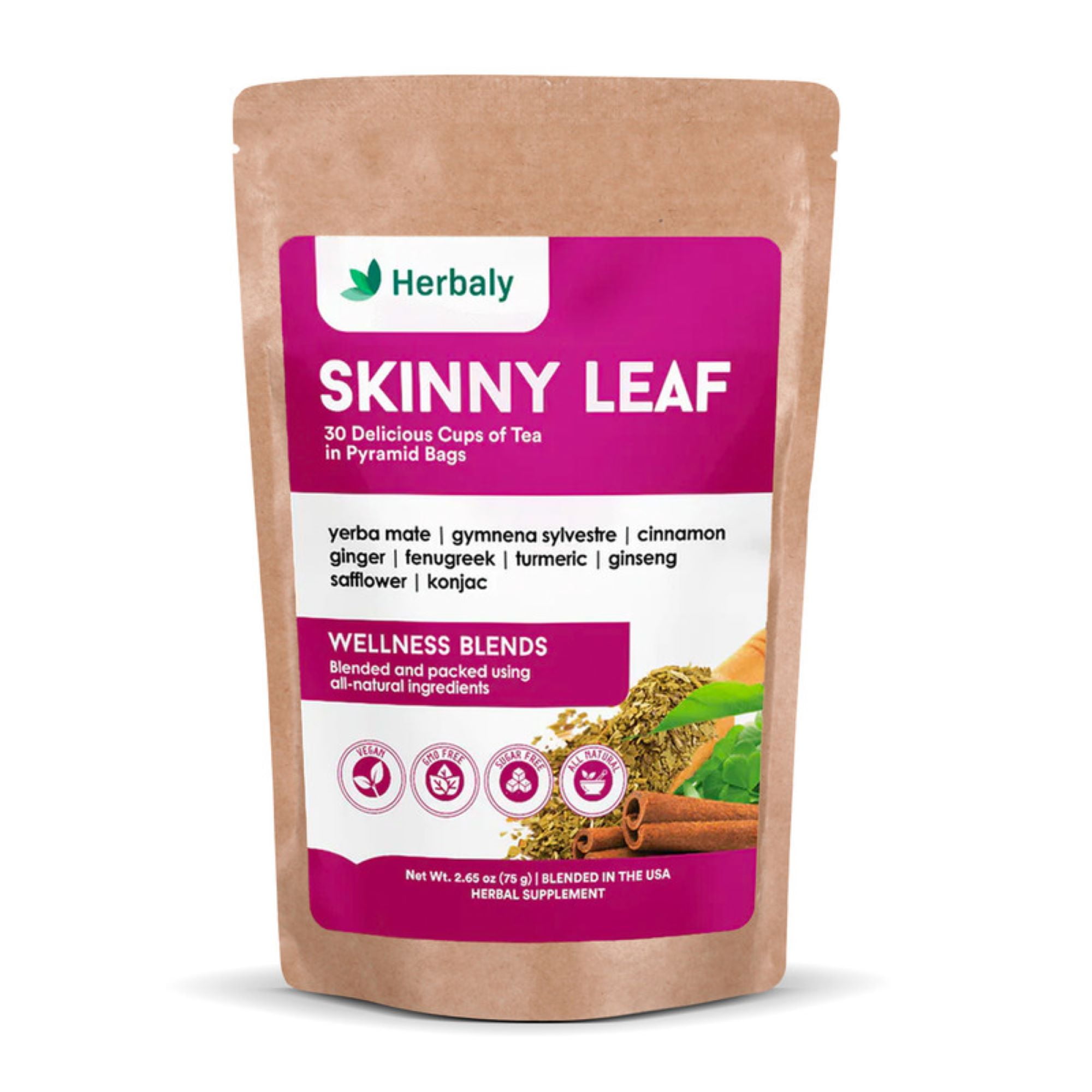 Herbaly Skinny Leaf Tea 9 Superherbs Curb Sugar Cravings, Appetite