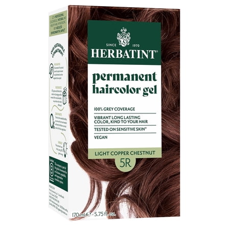 Herbatint Permanent Hair Dye For Women, 5R Light Copper Chestnut, Alcohol Free, Vegan, 100% Grey Coverage - 5.75 fl oz