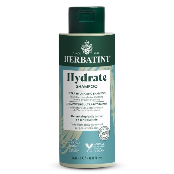 Herbatint Hydrate Shampoo - Deep Hydration & Protection - Restores Softness & Shine - Shields Against Pollution - Free of Parabens - Infused with Maca - 8.8 fl oz