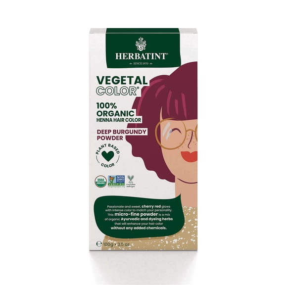 Herbatint Henna Organic Hair Dye & Care Treatment - Plant-Based Henna Powder & Herbal Formula - Vegan - Deep Burgundy - 3.5oz