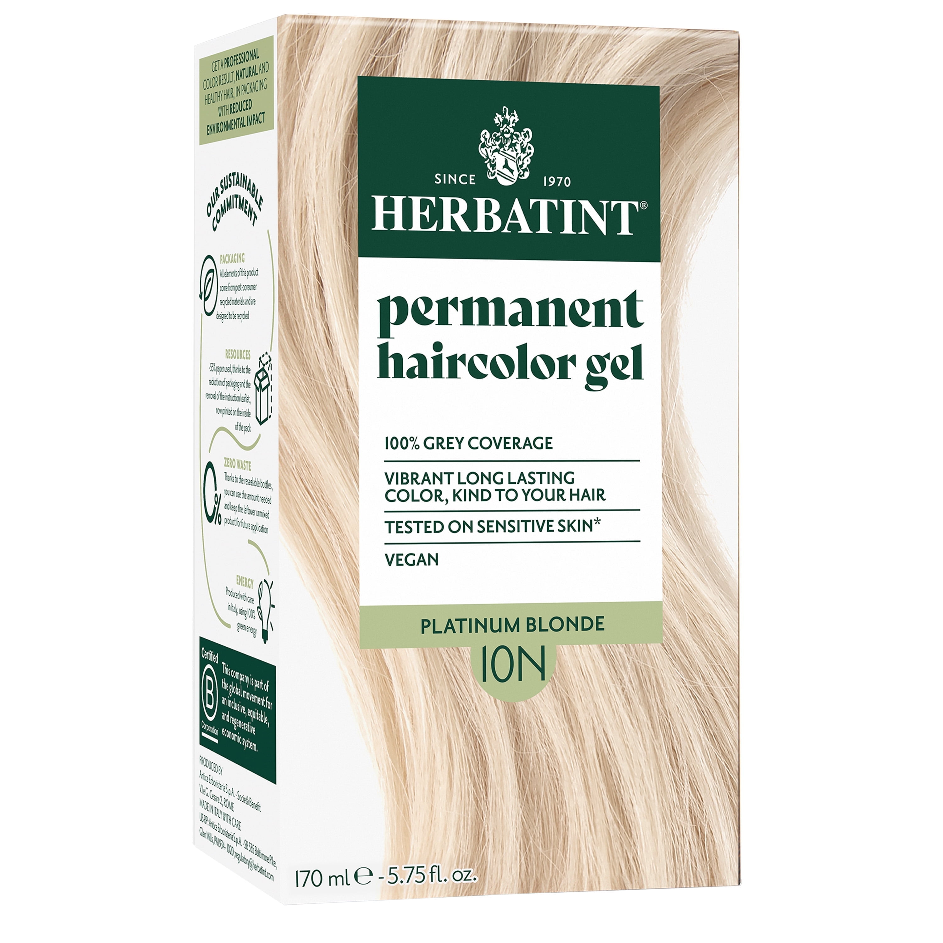 Herbatint Hair Dye - Permanent Haircolor Gel 10N Platinum Blonde