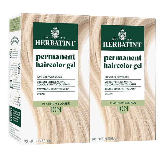 Herbatint 10N Platinum Blonde - Permanent Hair Dye For Women, 100% Grey Coverage - Ammonia-Free, Alcohol-Free & Vegan - 5.75 fl oz (2 Pack)