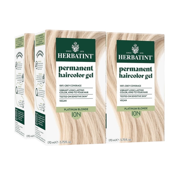 Herbatint Permanent Hair Dye For Women, 10N Platinum Blonde, Alcohol Free, Vegan, 100% Grey Coverage - 5.75 fl oz (4 Pack)