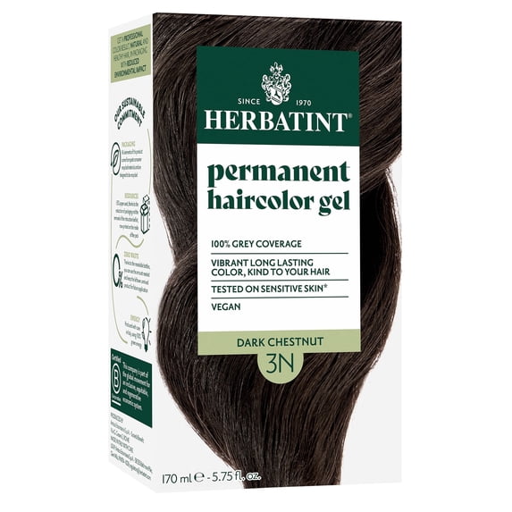 Herbatint 3N Dark Chestnut - Permanent Hair Dye For Women, 100% Grey Coverage - Ammonia-Free, Alcohol-Free & Vegan - 5.75 fl oz