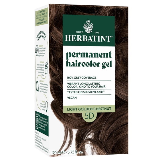 Herbatint 5D Light Golden Chestnut - Permanent Hair Dye For Women, 100% Grey Coverage - Ammonia-Free, Alcohol-Free & Vegan - 5.75 fl oz