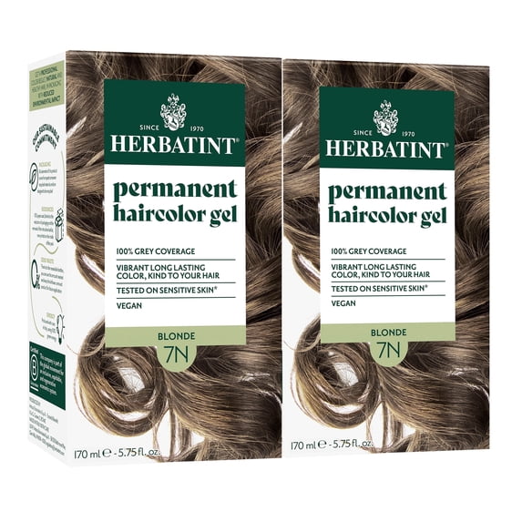 Herbatint 7N Blonde - Permanent Hair Dye For Women, 100% Grey Coverage - Ammonia-Free, Alcohol-Free & Vegan - 5.75 fl oz (2 Pack)