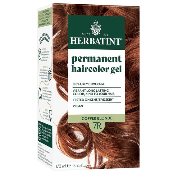 Herbatint 7R Copper Blonde - Permanent Hair Dye For Women - 100% Grey Coverage - Ammonia-Free, Alcohol-Free & Vegan - 5.75 fl oz