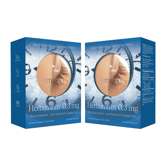 Herbatonin 0.3mg The First Phyto-Melatonin (Natural Plant Melatonin) 90 Vegan Capsules (90 Day Supply) Low Dose, Natural Sleep Aid and Circadian Rhythm Support (Pack of 2)