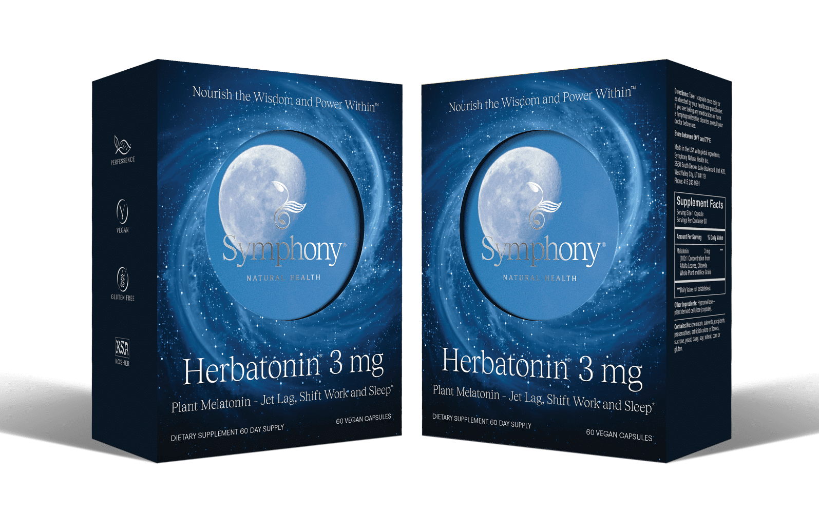 Herbatonin 3mg - The Only Natural Plant Melatonin Natural Sleep Cycle, Body Clock And Circadian Rhythm Support For Jet Lag, 60 Vegan Capsules - 2-pack (120 Day Supply)