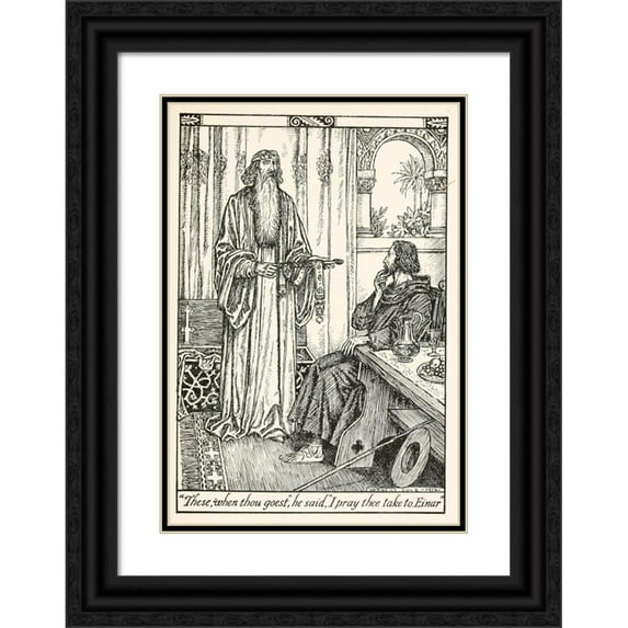 Herbert Cole 14x18 Black Ornate Wood Framed Double Matted Museum Art Print Titled - A Child's Book of Warriors Pl 16 (1907)