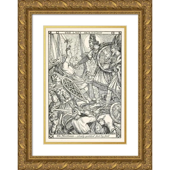Herbert Cole 14x18 Gold Ornate Wood Frame and Double Matted Museum Art Print Titled - A Child's Book of Warriors Pl 15 (1907)
