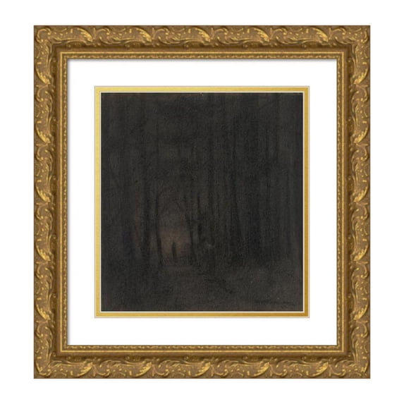 Herbert Crowley 12x13 Gold Ornate Wood Frame and Double Matted Museum Art Print Titled - Figure in a Dark Wood (1911-24)