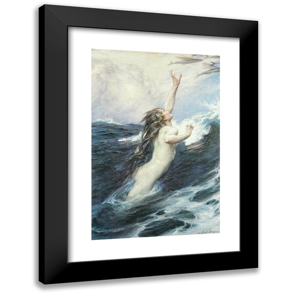 Herbert James Draper 11x14 Black Modern Framed Museum Art Print Titled - Flying Fish (circa 1910)