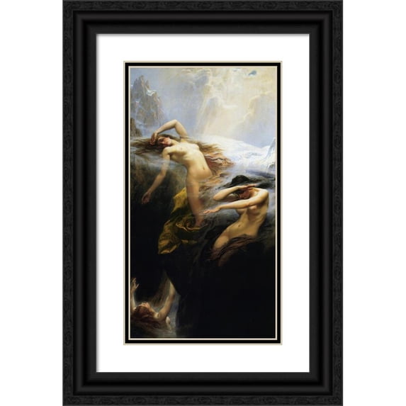 Herbert James Draper 15x24 Black Ornate Framed Double Matted Museum Art Print Titled: The Mists of the Mountains (1912)