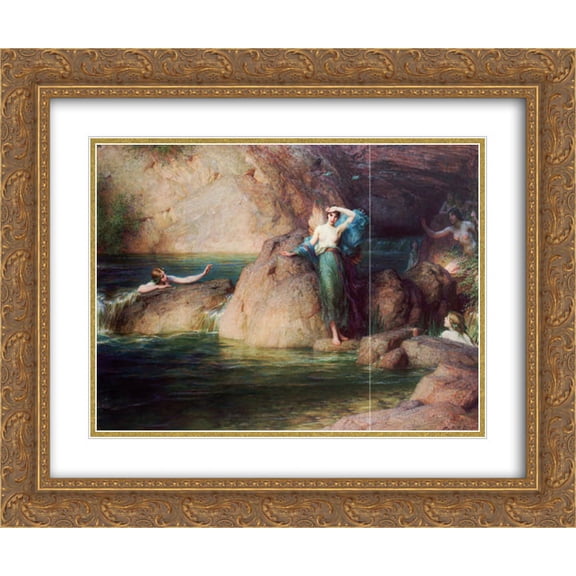 Herbert James Draper 2x Matted 24x20 Gold Ornate Framed Art Print 'Halcyone'