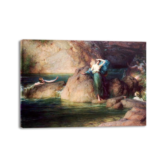Herbert James Draper Poster and Print on Canvas- Halcyone- Famous Reproduction Painting- Classical Wall Art Pictures for Living Room Decor
