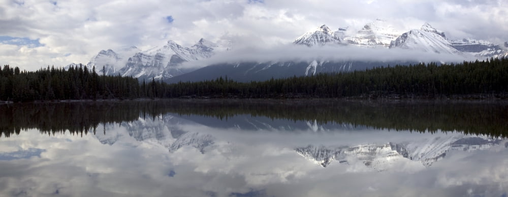 Herbert Lake And The Bow Range Banff National Park Alberta Canada Canvas Art - Darwin Wiggett Design Pics (44 x 16)