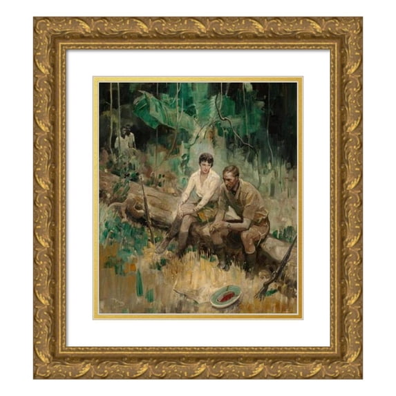 Herbert Morton Stoops 20x22 Gold Ornate Framed and Double Matted Museum Art Print Titled - Break from the Hunt (1925)