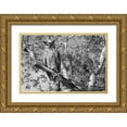 thumbnail image 1 of Herbert, Neal 18x13 Gold Ornate Wood Framed with Double Matting Museum Art Print Titled - Great Horned Owl, Yellowstone National Park, 1 of 4