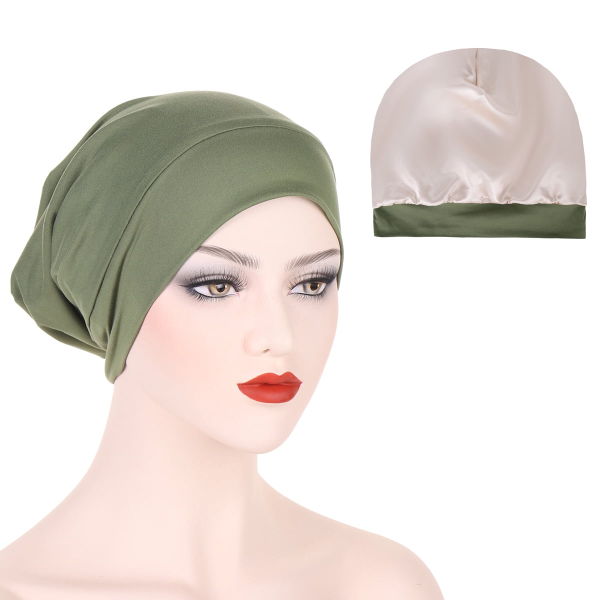 Herbert Solid Silk-Like Sleep Cap for Hair Care, Stretchy Wide Edge ...