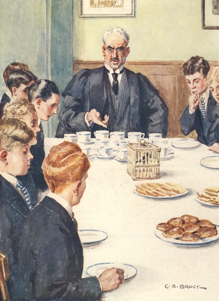 Herbert Strangs Annual 1923 School teatime Canvas Art - Charles Brock (18 x 24)