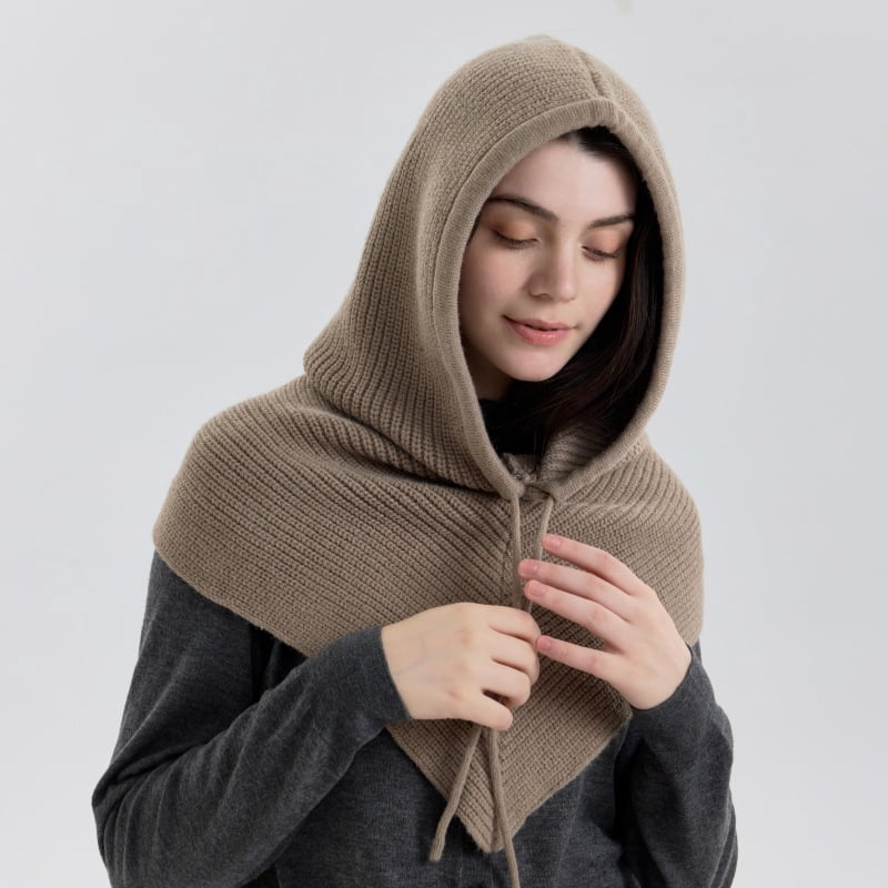 Herbert Unisex Balaclava Snood Hood - Multi-Way Windproof Knitted Cap for Autumn & Winter,66*55, Khaki