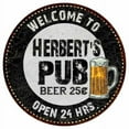 thumbnail image 1 of Herbert's Pub 14" Round Metal Sign Beer Bar Black Wall Decor Gift 100140039409, 1 of 1