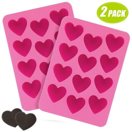 Herbher Pink Heart Shape Silicone Molds Set of 2 With 24 Cavities