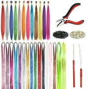 Herbiar Hair Tinsel Kit 16 Colors 47inch 3200 Strands 12 Feather Extensions Women Girls Heat Resistant