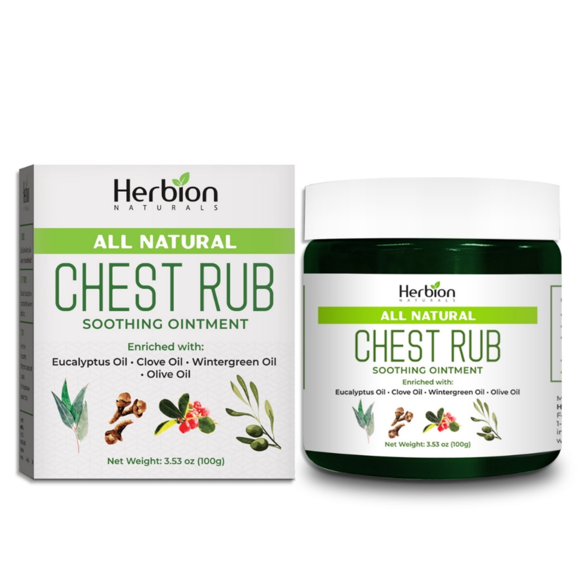 Herbion Naturals Chest Rub, 3.53 oz - Natural Soothing Ointment with Soothing Vapors for Adults & Children 2+ - Relieves Cough, Cold, Nasal & Chest Congestion  Reduces Muscle & Joint Aches