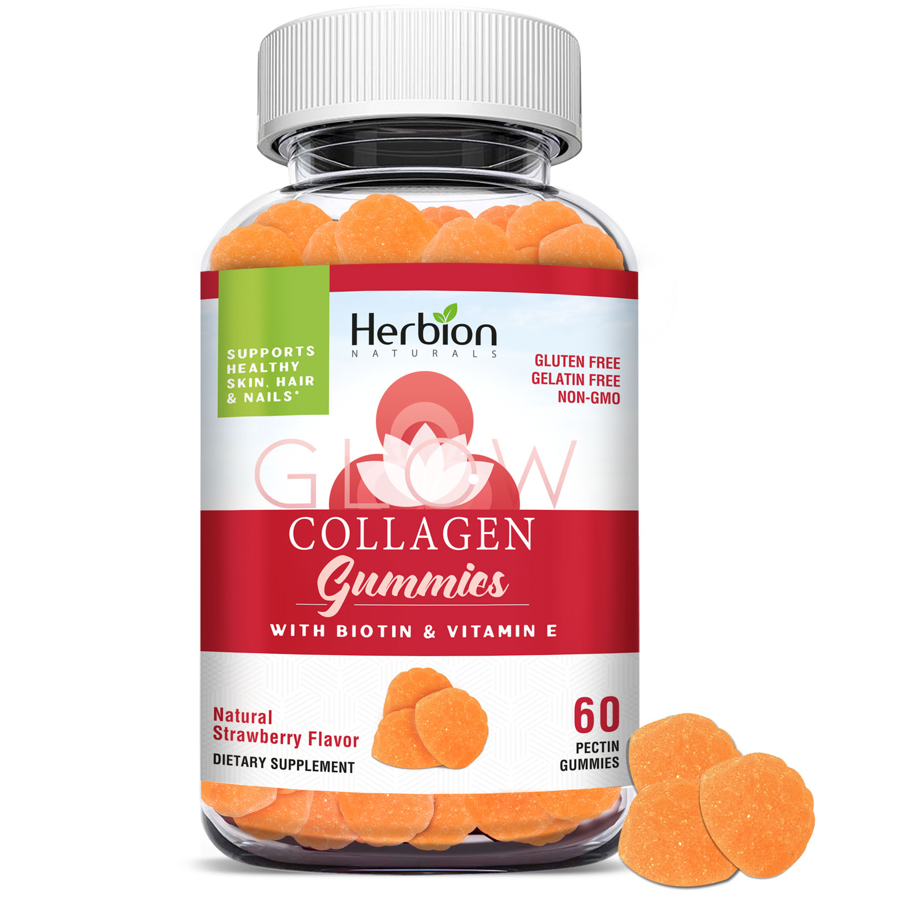Herbion Naturals Collagen Gummies with Biotin & Vitamin E, helps
